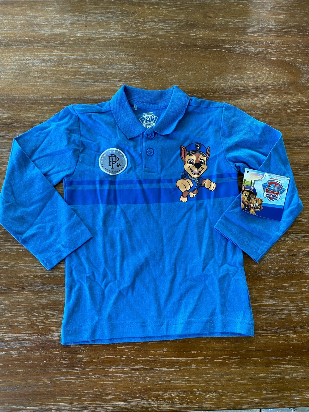 NWT Paw Patrol 3T Blue Chase Long-Sleeve Polo Shirt